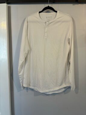 White BYLT Long-Sleeve Henley Shirt - Classic Lightweight Men’s Top